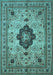 Machine Washable Medallion Light Blue Traditional Rug, wshtr132lblu