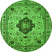 Square Medallion Green Traditional Rug, tr132grn