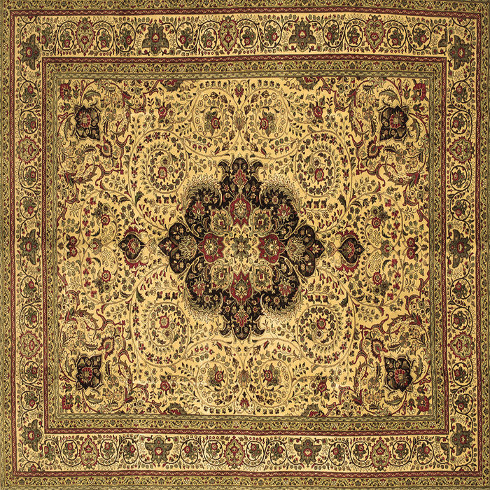 Square Machine Washable Medallion Brown Traditional Rug, wshtr132brn