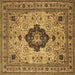 Square Machine Washable Medallion Brown Traditional Rug, wshtr132brn