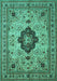 Machine Washable Medallion Turquoise Traditional Area Rugs, wshtr132turq