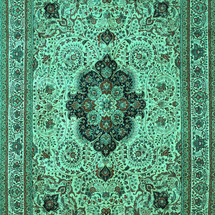 Machine Washable Medallion Turquoise Traditional Area Rugs, wshtr132turq