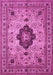 Machine Washable Medallion Pink Traditional Rug, wshtr132pnk