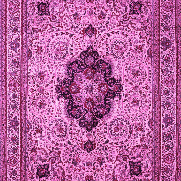 Machine Washable Medallion Pink Traditional Rug, wshtr132pnk