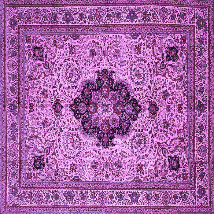 Square Machine Washable Medallion Purple Traditional Area Rugs, wshtr132pur