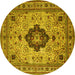 Round Medallion Yellow Traditional Rug, tr132yw