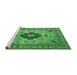 Sideview of Machine Washable Medallion Emerald Green Traditional Area Rugs, wshtr132emgrn