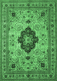 Medallion Emerald Green Traditional Rug, tr132emgrn