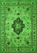 Serging Thickness of Machine Washable Medallion Green Traditional Area Rugs, wshtr132grn