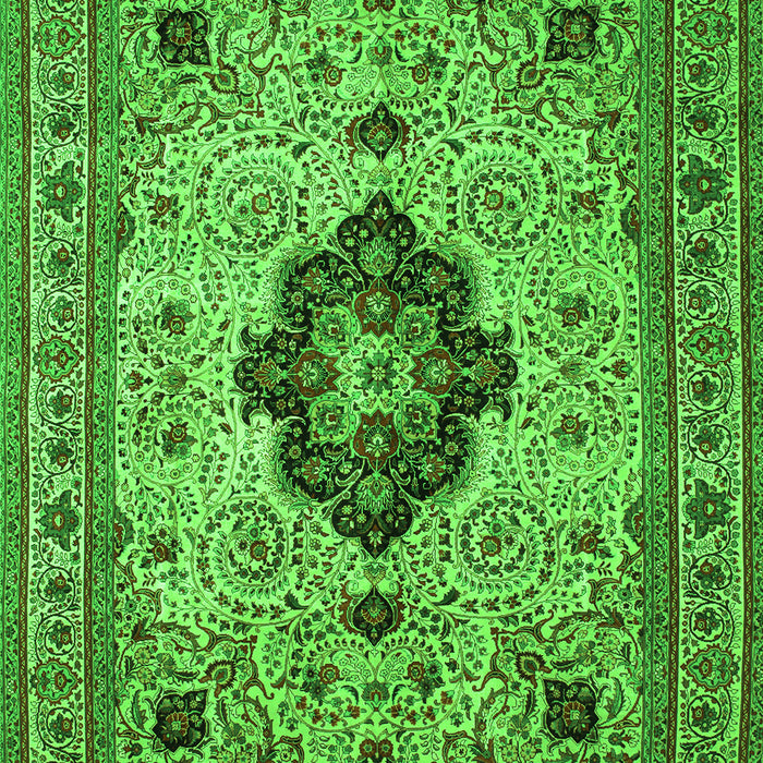 Serging Thickness of Machine Washable Medallion Green Traditional Area Rugs, wshtr132grn