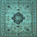 Square Medallion Light Blue Traditional Rug, tr132lblu