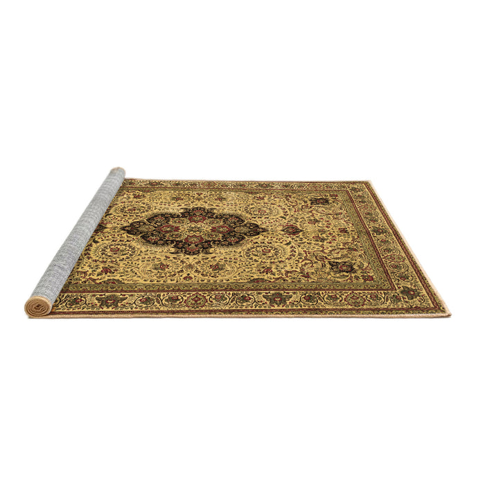 Sideview of Machine Washable Medallion Brown Traditional Rug, wshtr132brn