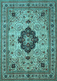 Medallion Light Blue Traditional Rug, tr132lblu