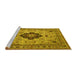 Sideview of Machine Washable Medallion Yellow Traditional Rug, wshtr132yw