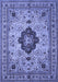 Machine Washable Medallion Blue Traditional Rug, wshtr132blu