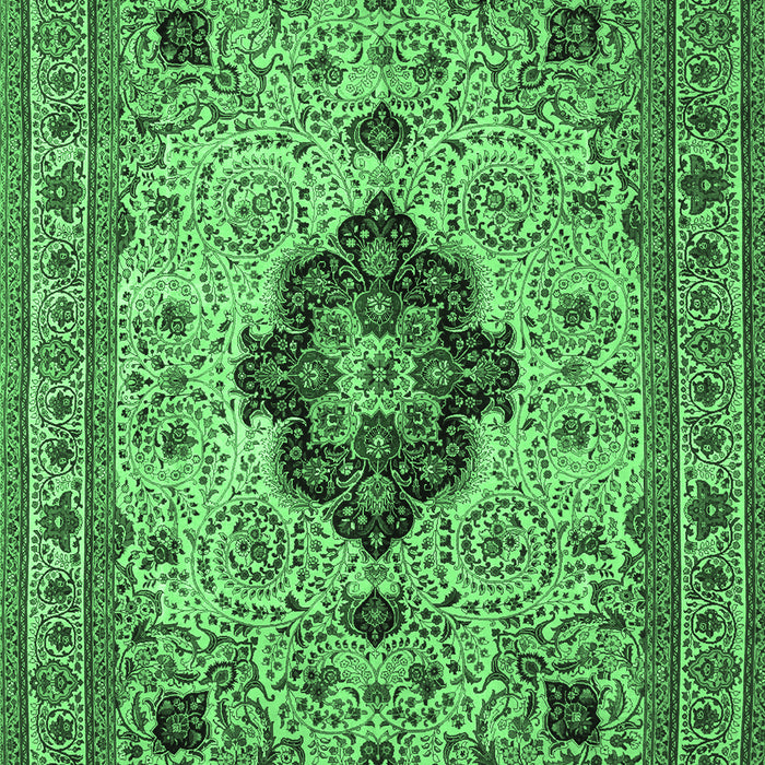 Machine Washable Medallion Emerald Green Traditional Area Rugs, wshtr132emgrn
