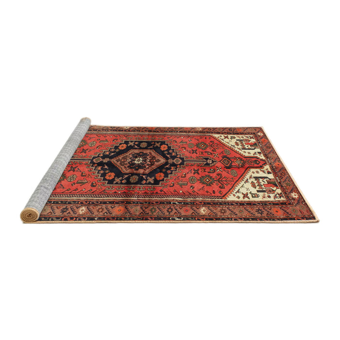 Sideview of Machine Washable Traditional Tomato Red Rug, wshtr133
