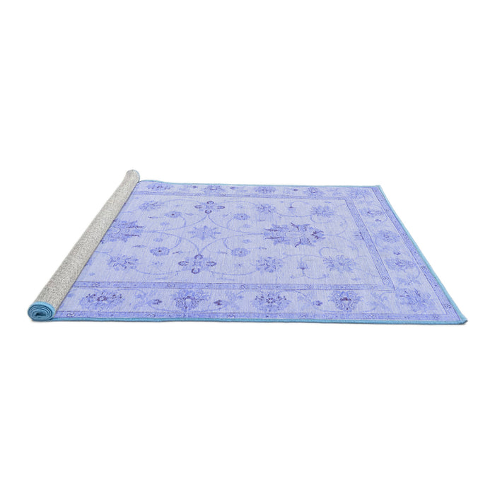 Sideview of Machine Washable Oriental Blue Traditional Rug, wshtr1330blu