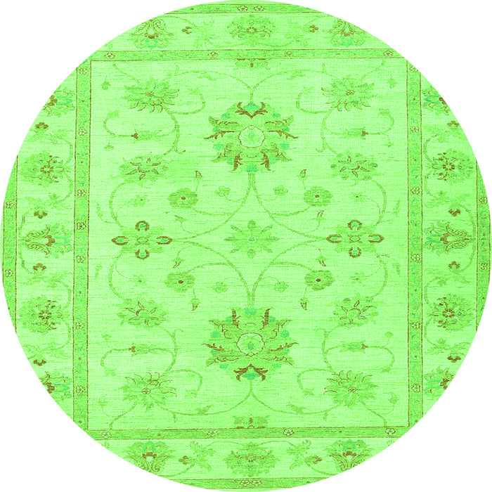 Square Oriental Green Traditional Rug, tr1330grn