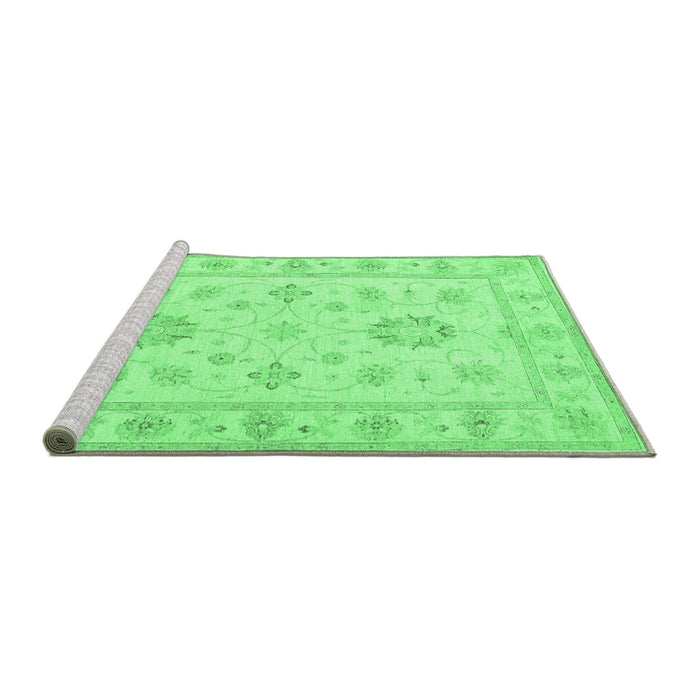 Sideview of Machine Washable Oriental Emerald Green Traditional Area Rugs, wshtr1330emgrn
