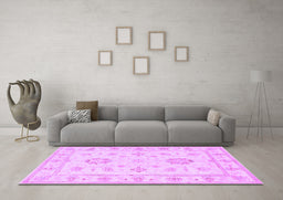 Machine Washable Oriental Purple Traditional Area Rugs in a Living Room, wshtr1330pur