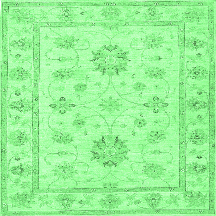 Square Oriental Emerald Green Traditional Rug, tr1330emgrn