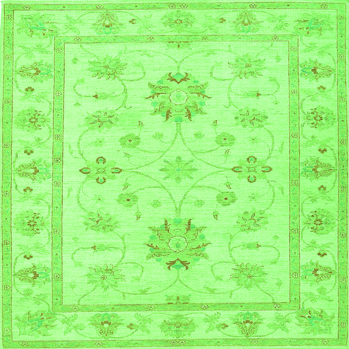 Round Machine Washable Oriental Green Traditional Area Rugs, wshtr1330grn