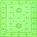 Round Machine Washable Oriental Green Traditional Area Rugs, wshtr1330grn