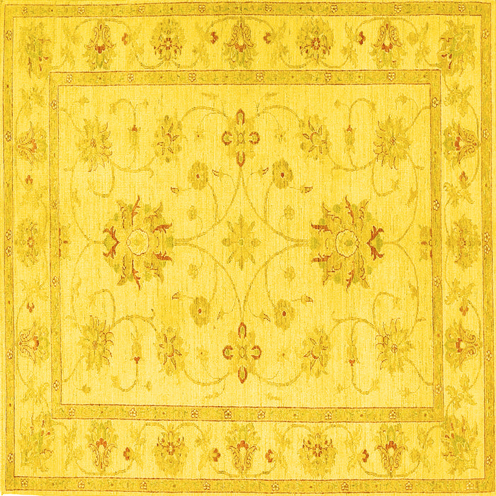 Square Oriental Yellow Traditional Rug, tr1330yw