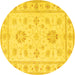 Round Oriental Yellow Traditional Rug, tr1330yw