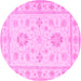 Round Oriental Pink Traditional Rug, tr1330pnk