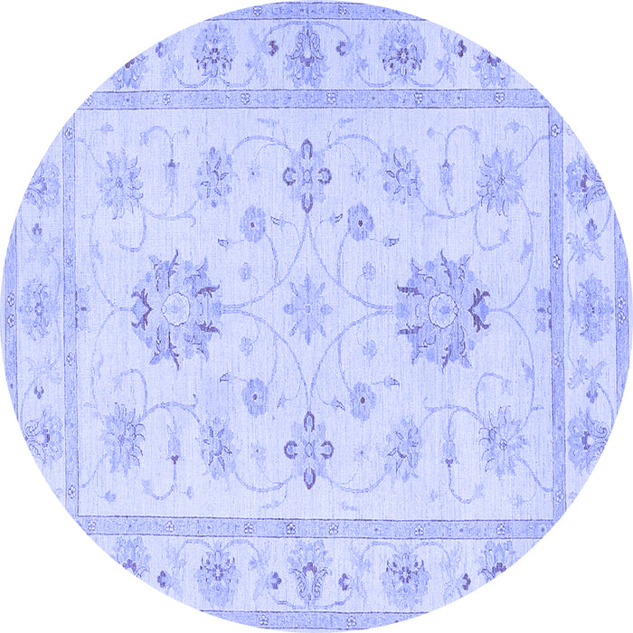 Round Oriental Blue Traditional Rug, tr1330blu