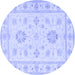 Round Oriental Blue Traditional Rug, tr1330blu