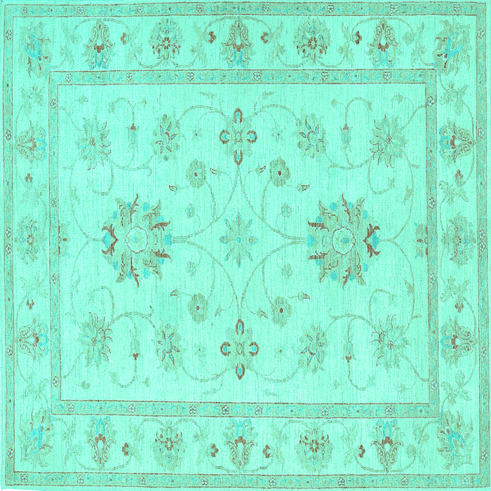 Square Machine Washable Oriental Turquoise Traditional Area Rugs, wshtr1330turq