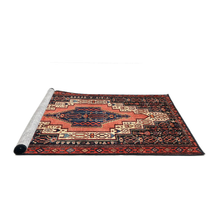 Sideview of Machine Washable Traditional Rust Pink Rug, wshtr1331