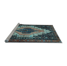 Sideview of Machine Washable Persian Light Blue Traditional Rug, wshtr1331lblu