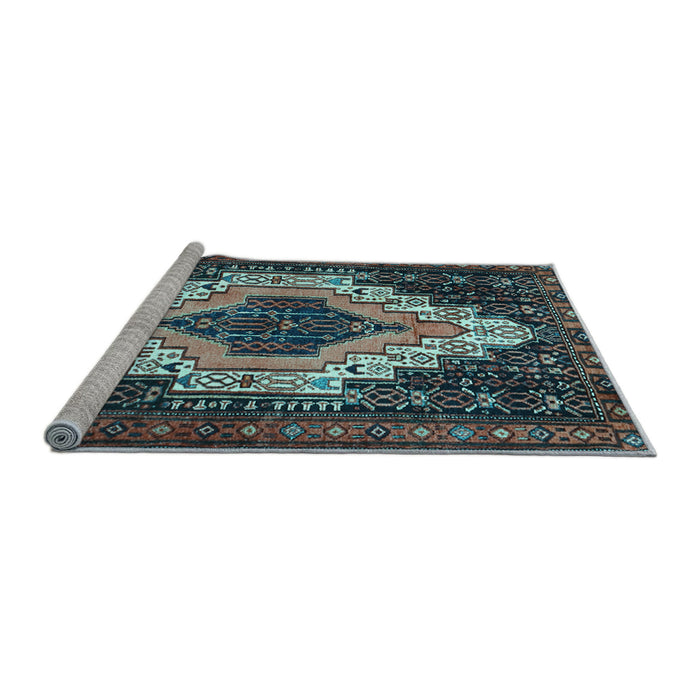 Sideview of Machine Washable Persian Light Blue Traditional Rug, wshtr1331lblu