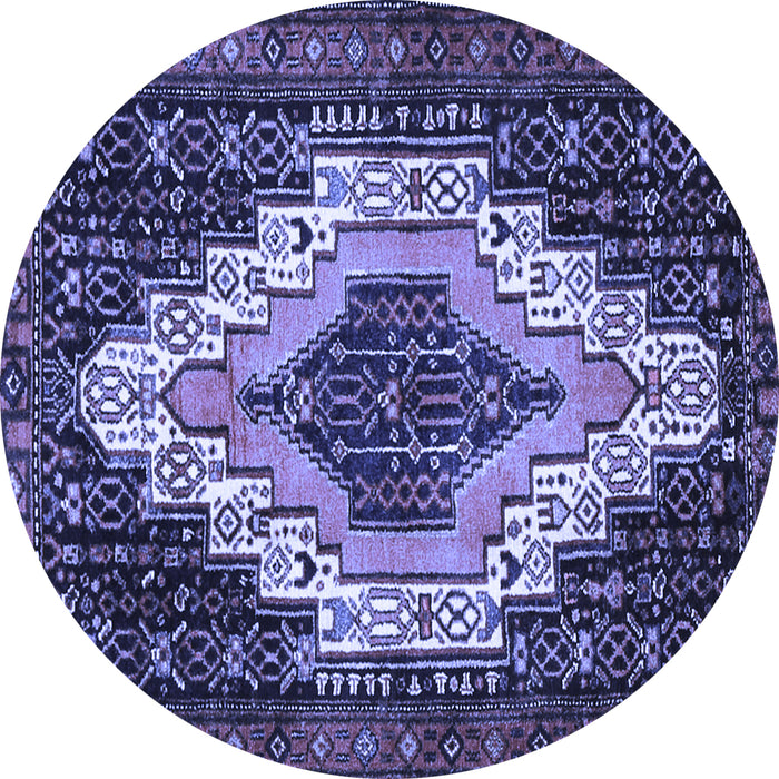 Round Machine Washable Persian Blue Traditional Rug, wshtr1331blu