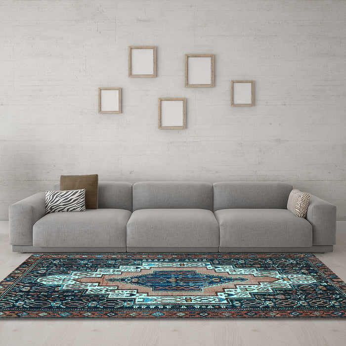 Machine Washable Persian Light Blue Traditional Rug in a Living Room, wshtr1331lblu