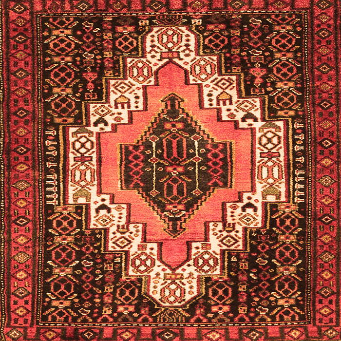 Round Machine Washable Persian Orange Traditional Area Rugs, wshtr1331org