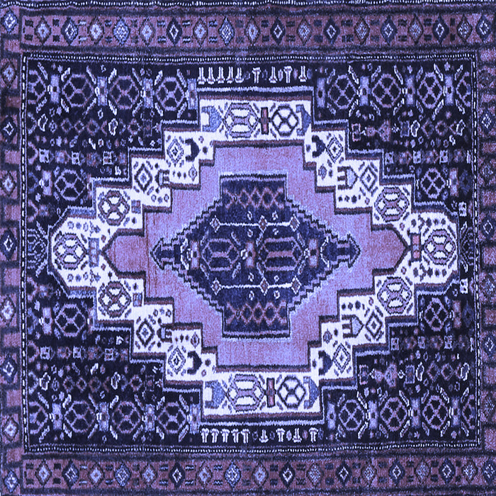 Square Machine Washable Persian Blue Traditional Rug, wshtr1331blu