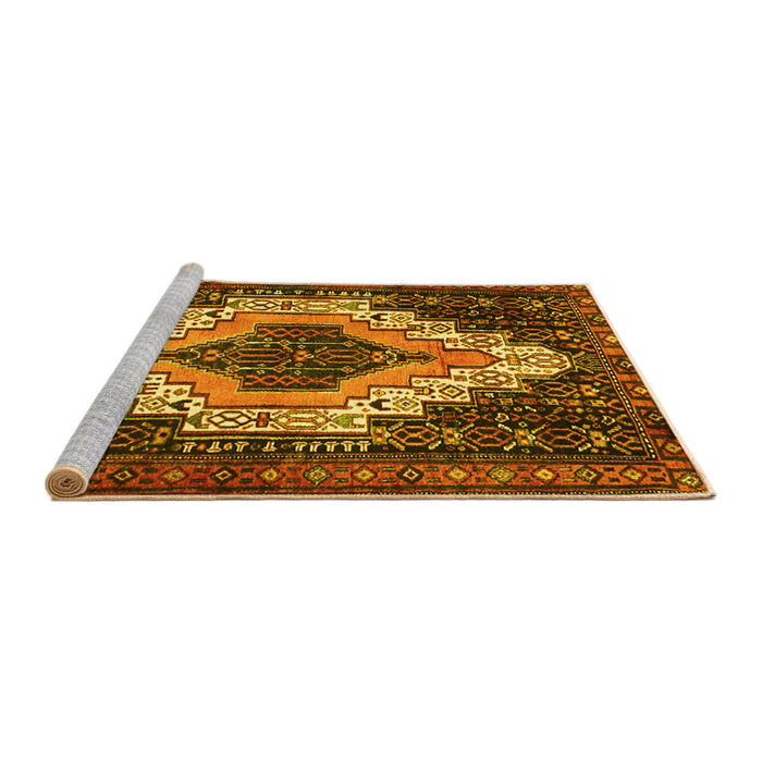 Sideview of Machine Washable Persian Yellow Traditional Rug, wshtr1331yw