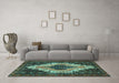 Machine Washable Persian Turquoise Traditional Area Rugs in a Living Room,, wshtr1331turq