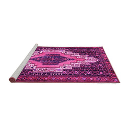 Sideview of Machine Washable Persian Pink Traditional Rug, wshtr1331pnk