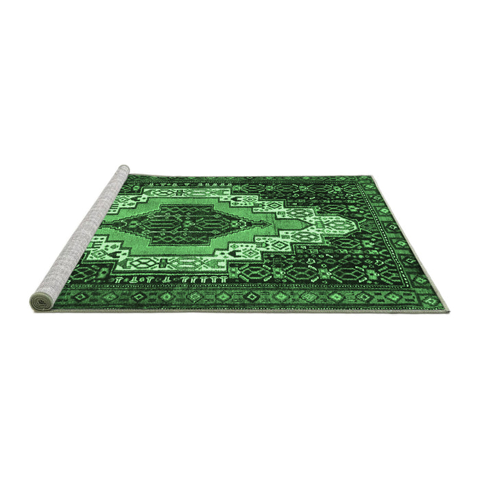 Sideview of Machine Washable Persian Emerald Green Traditional Area Rugs, wshtr1331emgrn