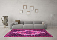 Machine Washable Persian Pink Traditional Rug, wshtr1331pnk