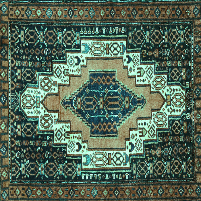 Square Machine Washable Persian Turquoise Traditional Area Rugs, wshtr1331turq