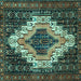 Square Machine Washable Persian Turquoise Traditional Area Rugs, wshtr1331turq