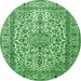 Round Machine Washable Persian Emerald Green Traditional Area Rugs, wshtr1332emgrn