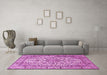 Machine Washable Persian Pink Traditional Rug in a Living Room, wshtr1332pnk